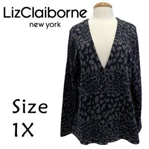 Liz Claiborne Snake Print V-Neck Button Front Cardigan Size 1X